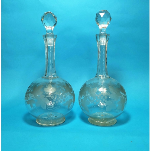 215 - A pair of Victorian cut and engraved decanters; a selection of other cut glass