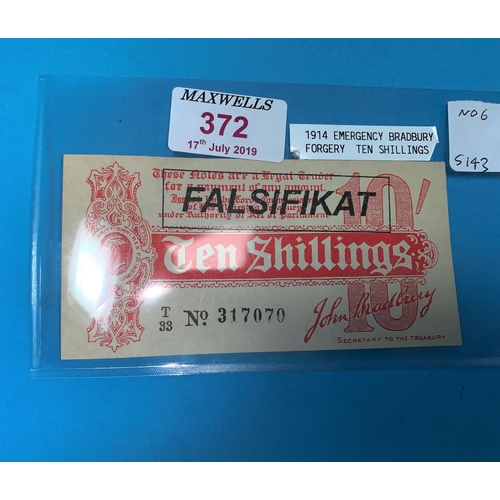 372 - England 10 shillings 1914 Falsifikat Forged note