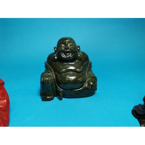 282 - A heavy green hardstone Chinese Buddha figure, height 4.5