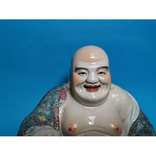 293 - A large Chinese Buddha figure decorated in polychrome in the Cantonese manner, impressed seal mark t... 