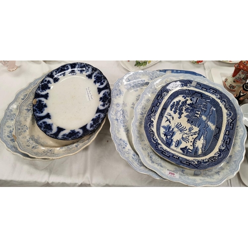 200 - A large selection of 19th century and other blue & white meat plates