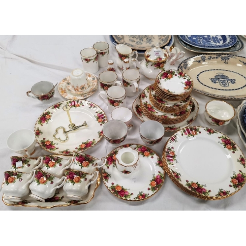 201 - A Royal Albert Old Country Roses tea and dinner service, 35 pieces; 3 bone china trio sets; etc.