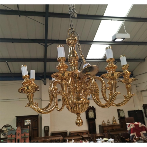 417 - A brass period style 8 branch chandelier