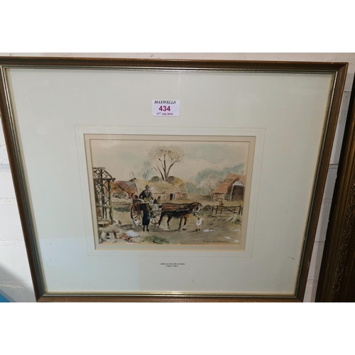 434 - John MacLaughlin - Milne RSA 1885-1957:  Farmyard scene with horse and cart, watercolour, 7