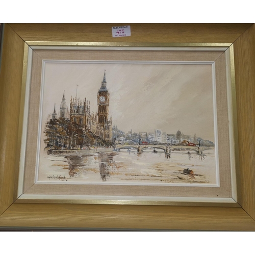 475 - Wyn Appleford:  Big Ben & Houses of Parliament, oil on canvas, signed and framed