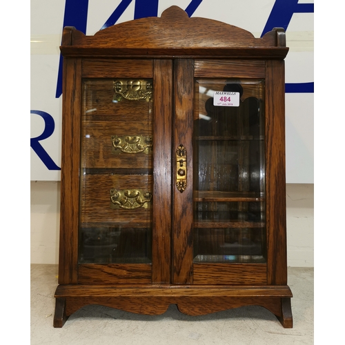 484 - An Edwardian oak smoker's cabinet