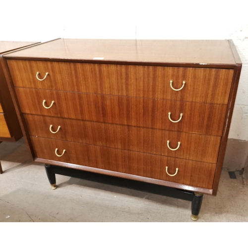 575 - A 1960's G-Plan walnut 4 height chest of drawers on ebonised legs