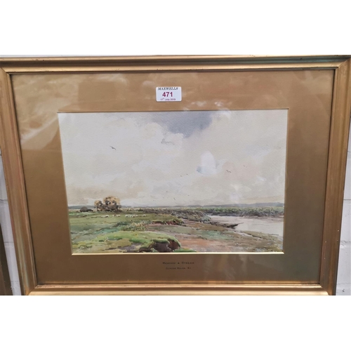 471 - Claude Hayes RI 1852-1922 Irish:  river landscape with sheep, watercolour, signed, framed and glazed