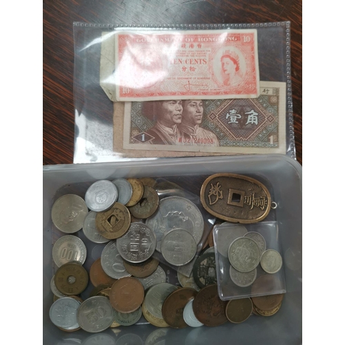 497 - A collection of 20+ oriental coins and 4 bank notes