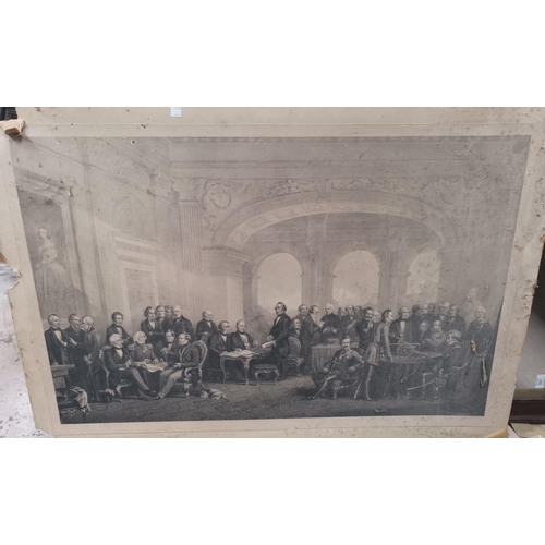 520A - After T J Barker:  19th century print, famous 19th century gentlemen in drawing room, 26