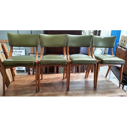 594 - A set of 6 vintage 1960's dining chairs, green vinyl covered, designed by Ben