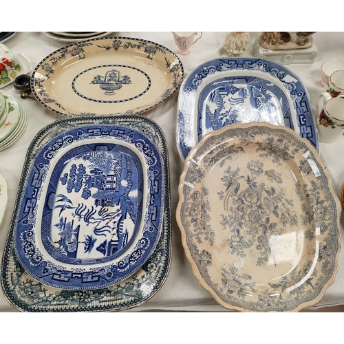 240 - A large selection of 19th century and other blue & white meat plates