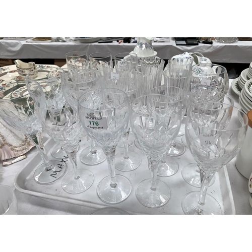 176 - A selection of Royal Doulton and other crystal drinking glasses:  10 various tall goblets; 10 variou... 