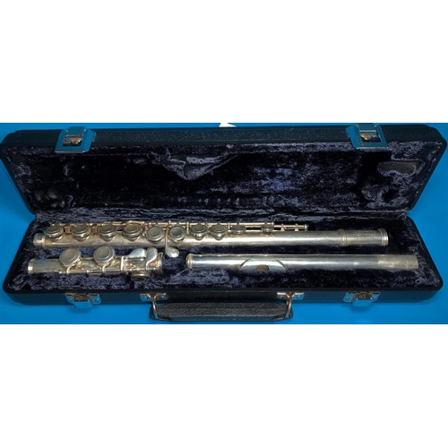 270A - A three piece silver plated flute “Arbilter Classic” in fitted hard box.