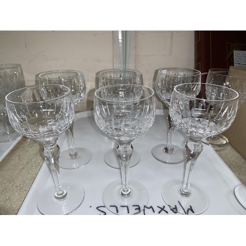 279 - A selection of cut crystal red wine glasses including a set of 6, other cocktail and drinking glasse... 