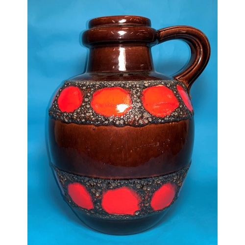 360A - A large bulbous 1970’s West German Pottery “Lavaware” single handle vase marked “486-
38 West German... 