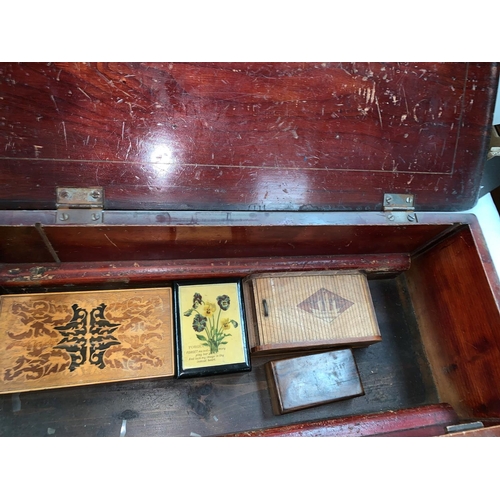 493 - A music box carcase; a selection of Eastern inlaid and other jewellery boxes