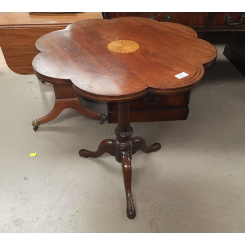 546 - An inlaid pedestal occasional table with circular scalloped top