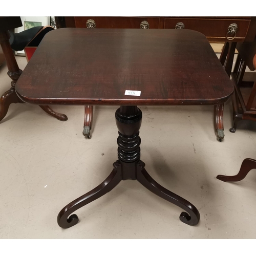 615 - A 19th century mahogany occasional table with rectangular tilt top, on scroll feet; a 1930's oak occ... 