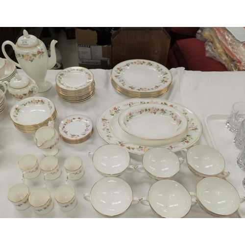 270 - A large Wedgwood Mirabelle part dinner and tea service with floral decoration and gilt borders