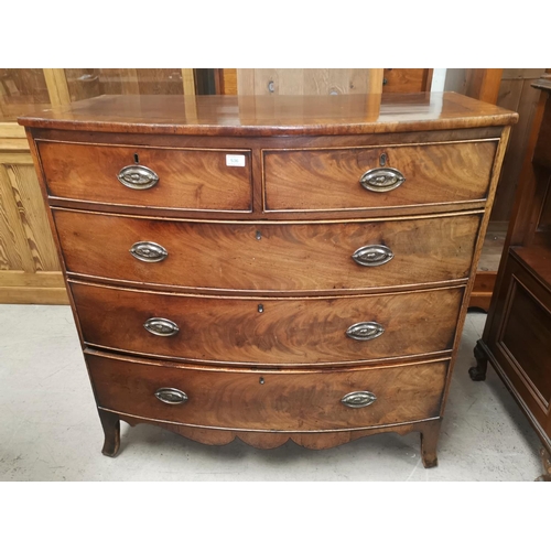 536a - An early 19th century mahogany bow front chest of 3 long and 2 short drawers