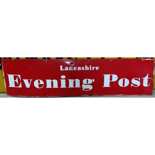 269A - A large red ground enamel sign “Lancashire Evening Post” length 73” height 18” (some
rusting)