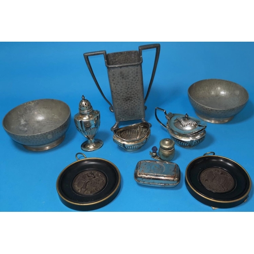323 - A silver 3 piece cruet and other items