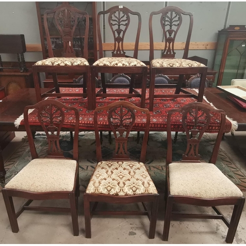 520 - A set of 6 mid-Georgian mahogany camel back dining chairs in the Irish manner with pierced splats de... 