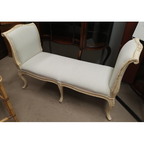 587 - A  Louis XV style window seat in cream finish, on cabriole legs
