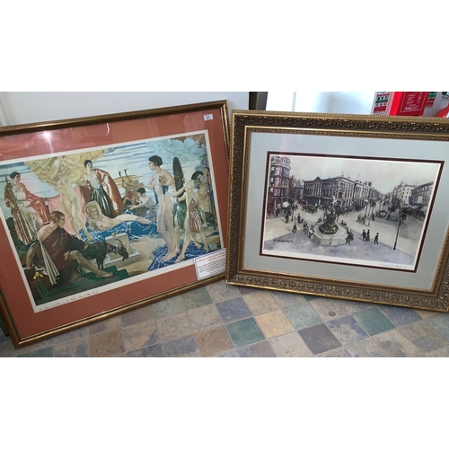 357 - A large print after William Russel Flint 'The Judgement of Paris' in gilt frame and another print by... 