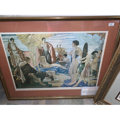 357 - A large print after William Russel Flint 'The Judgement of Paris' in gilt frame and another print by... 