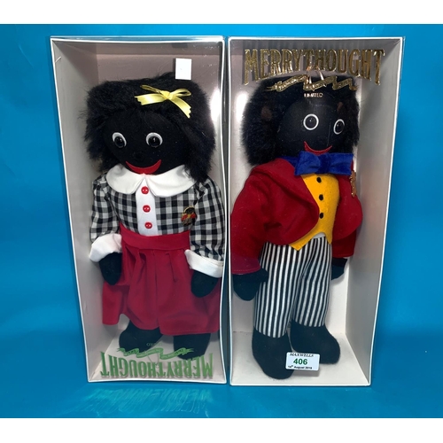 406 - Two 'Gollies' in original boxes, male & female, Merrythought Limited Editions