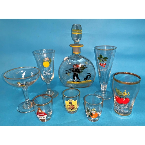 150 - A large quantity of branded drinking glasses:  Babycham; Cherry B; Snowball; Martini; etc.