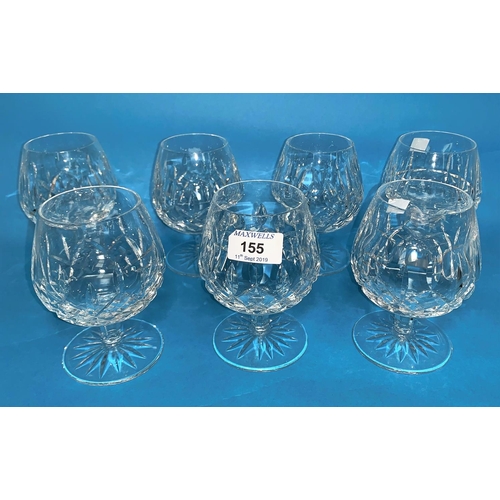 155 - A Waterford Crystal Lismore set of 6 brandy balloons and another similar pattern