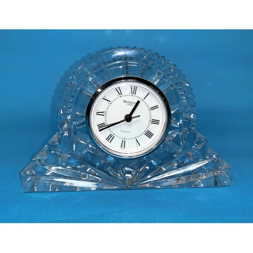 160 - A Waterford Crystal heavy arch top mantel clock, length 7.5