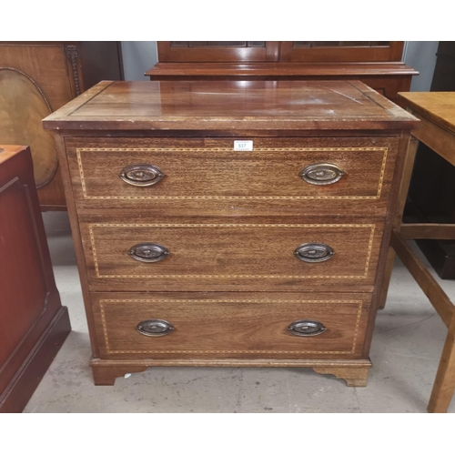 525 - An Edwardian small inlaid mahogany chest of 3 drawers