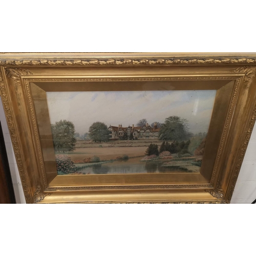 412 - A.S.Watson; 19th Century watercolour depicting Bramall Hall in its grounds, signed to bottom right c... 