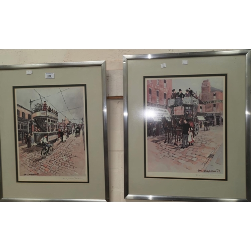 419 - Margaret Chapman:  5 Northern Street Scenes, artist signed prints, two 12