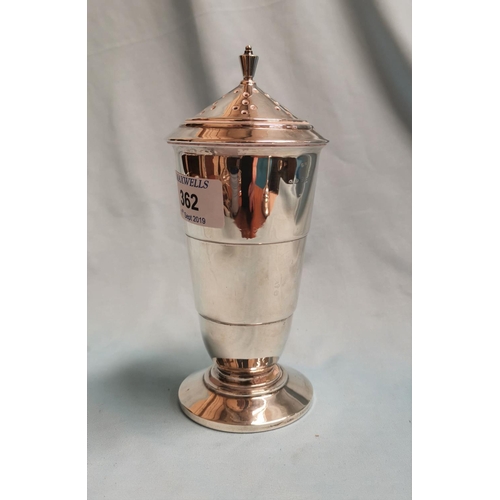 362 - An Art Deco style conical silver sugar dredger Birmingham 1948, 7.5oz