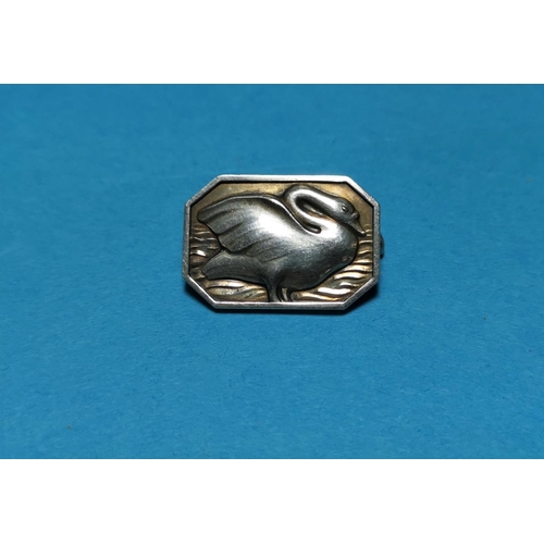 388A - A Georg Jensen Brooch marked 213B depicting swan with canted edges stamed 925 Sterling Denmark lengt... 