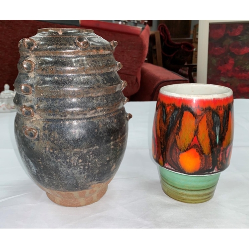 175A - A Poole orange glazed vase, a Briglin vase and a Studio pottery vase etc