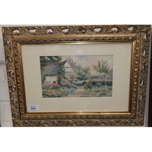 404 - ROBERT HOLLANDS WALKER, watercolour cottage garden in bloom, signed and dated (18)99, 15 x 24cm, fra... 