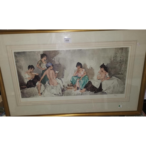 420 - Sir William Russell Flint:  5 scantily clad young women in pensive poses, artist signed limited edit... 