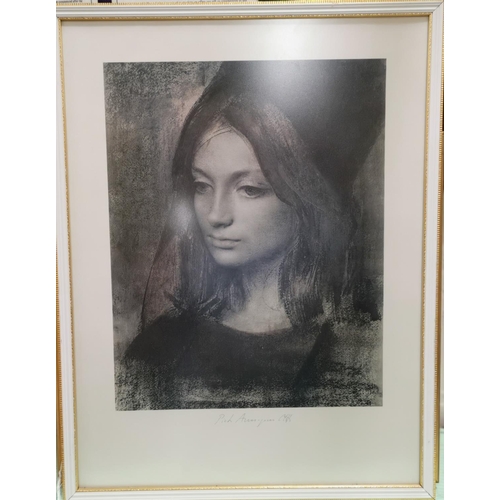 420A - After Pietro Annigoni: print of Christina 2, monochrome framed and glazed