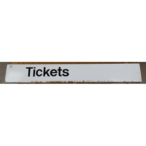 465 - An enamel white railway tickets sign