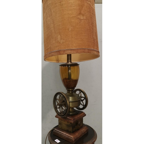 469A - A large table lamp in the form of a vintage coffee grinder with coffee beans