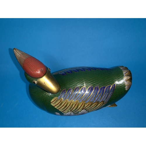 317 - A Chinese Cloisonne duck length 18cm