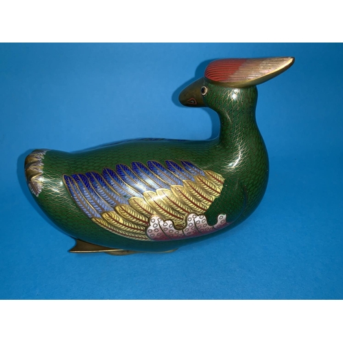 317 - A Chinese Cloisonne duck length 18cm