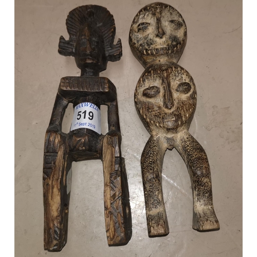 519 - Two wooden carved tribal figurines