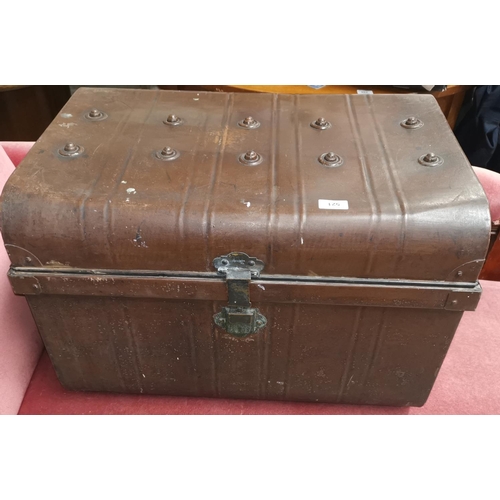 521 - A metal cabin trunk painted brown